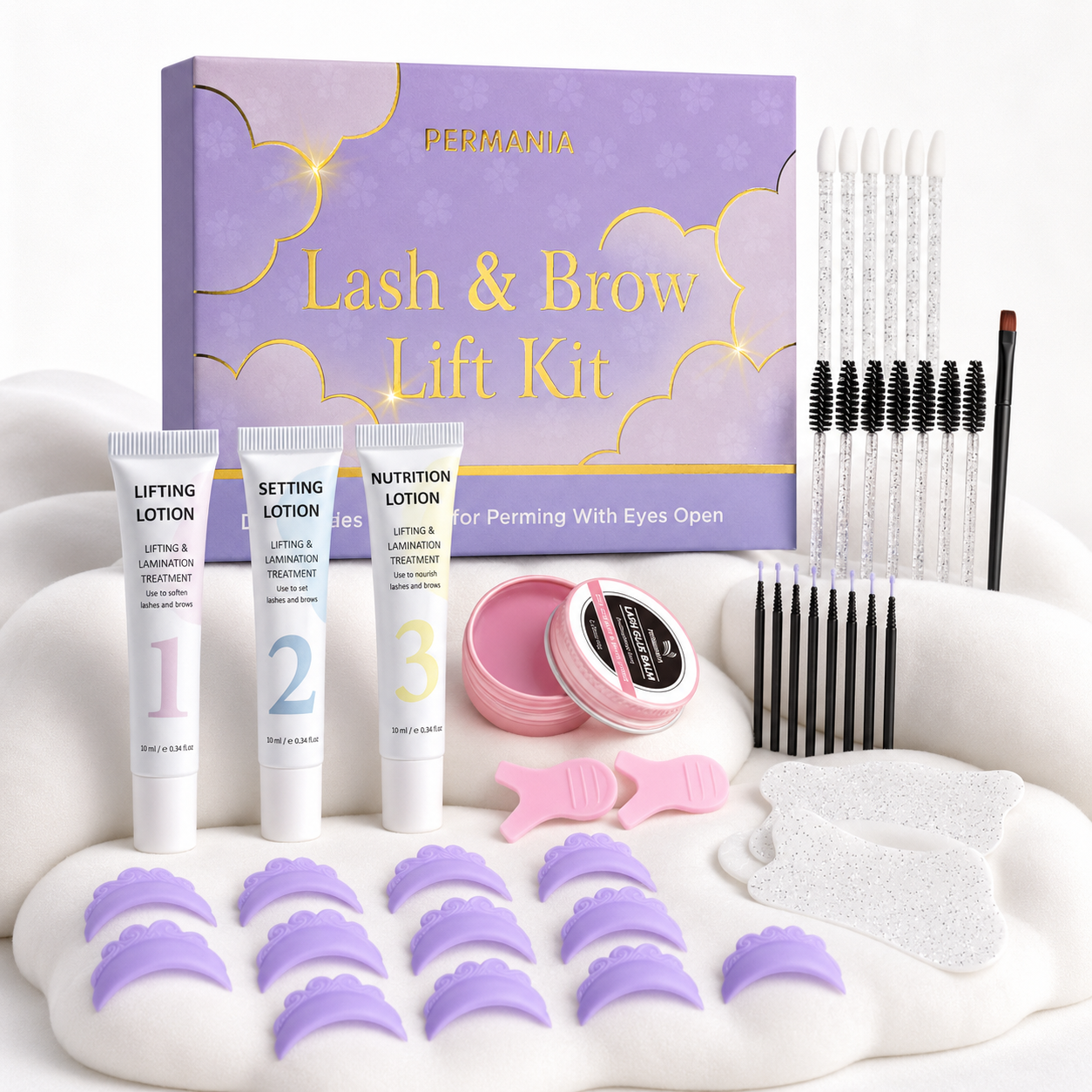 Kit 2 en 1 Laminado de cejas + Lifting de pestañas PERMANIA