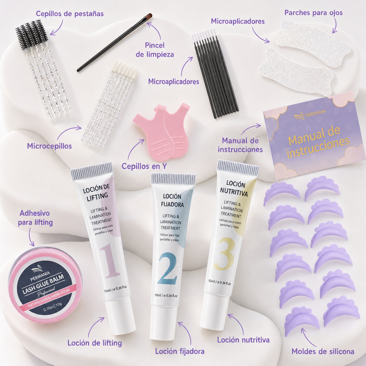 Kit 2 en 1 Laminado de cejas + Lifting de pestañas PERMANIA